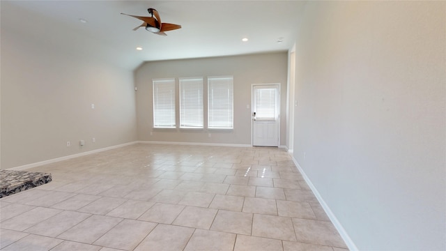 5434 Wildbrush Dr, Richmond, TX 77407 - unfurnished room with a ceiling fan, light tile patterned flooring, baseboards, and recessed lighting