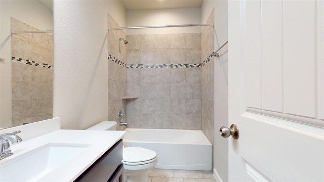 5434 Wildbrush Dr, Richmond, TX 77407 - full bathroom with toilet, vanity, tub / shower combination, and tile patterned flooring