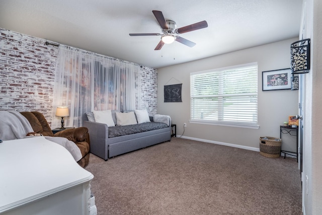 454 Cape Conroe Dr, Montgomery, TX 77356 - living room featuring a ceiling fan, baseboards, and carpet floors