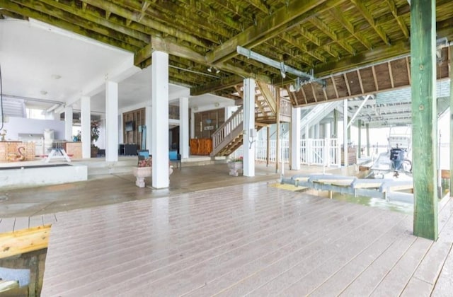 423 Hana Dr, Tiki Island, TX 77554 - deck with stairway