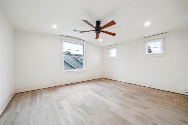 432 Marshall St, Houston, TX 77006 - spare room with plenty of natural light, light wood finished floors, a ceiling fan, and recessed lighting