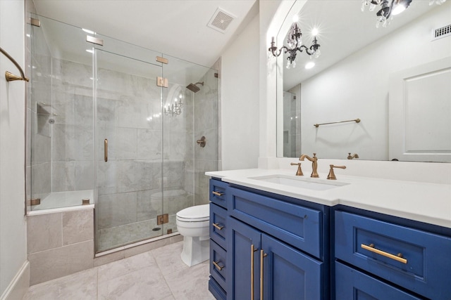 432 Marshall St, Houston, TX 77006 - full bath with vanity, toilet, a shower stall, and tile patterned flooring