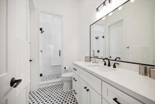 1505 Pine Chase Dr, Houston, TX 77055 - bathroom with vanity, a shower stall, and toilet