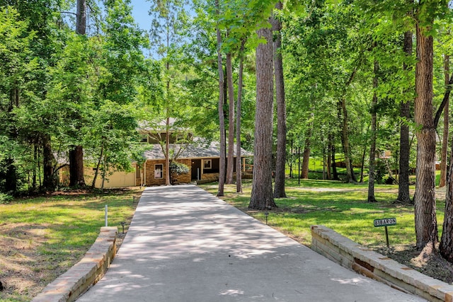 81 Baron Dr, Coldspring, TX 77331 - view of front facade featuring a front yard and concrete driveway