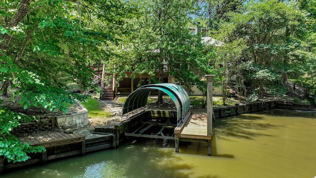 81 Baron Dr, Coldspring, TX 77331 - dock featuring stairs and a water view