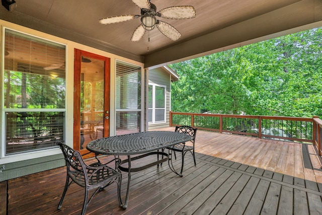 81 Baron Dr, Coldspring, TX 77331 - deck featuring a ceiling fan and outdoor dining area