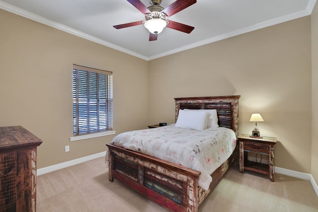 81 Baron Dr, Coldspring, TX 77331 - carpeted bedroom with baseboards, crown molding, and ceiling fan