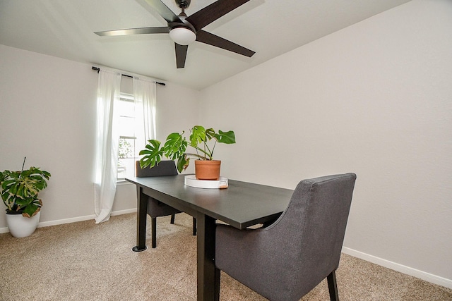 2739 Mustang Hill Ln, Katy, TX 77449 - home office with ceiling fan, light colored carpet, and baseboards