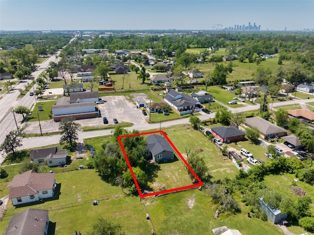 7013 Kittridge St, Houston, TX 77028 - aerial view of residential area featuring property boundaries highlighted