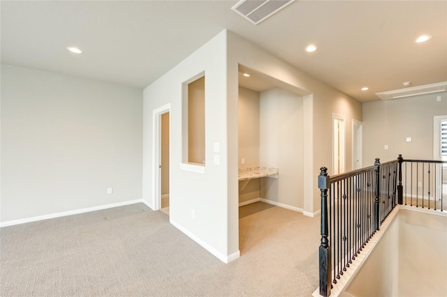 4209 Colony Pines Ln, Houston, TX 77080 - corridor featuring attic access, carpet, recessed lighting, an upstairs landing, and baseboards