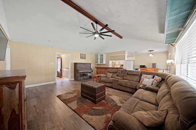 5111 Halbert Dr, Pearland, TX 77581 - living area featuring dark wood-type flooring, ceiling fan, and baseboards