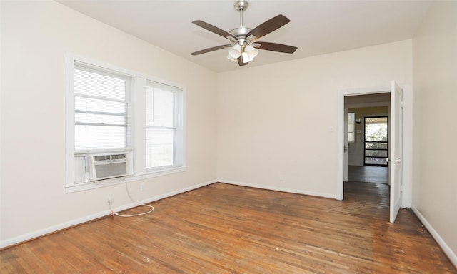 4915 Walker St, Houston, TX 77023 - spare room with wood finished floors, cooling unit, baseboards, and ceiling fan