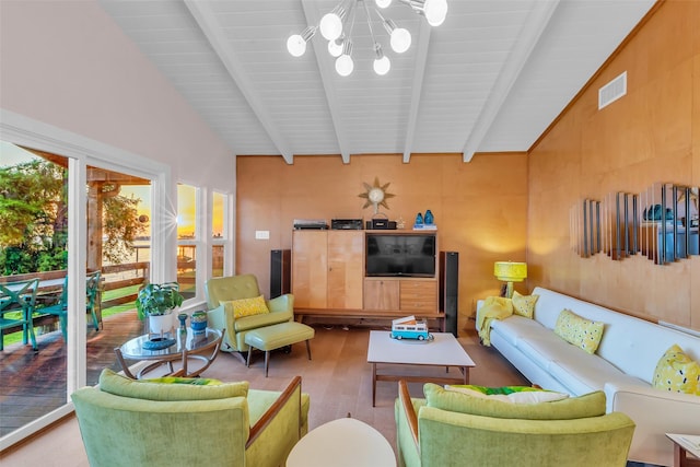 784 W Cattle Dr, Onalaska, TX 77360 - living room featuring a chandelier and wood finished floors