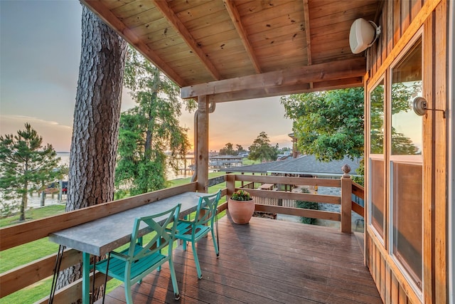 784 W Cattle Dr, Onalaska, TX 77360 - view of deck at dusk