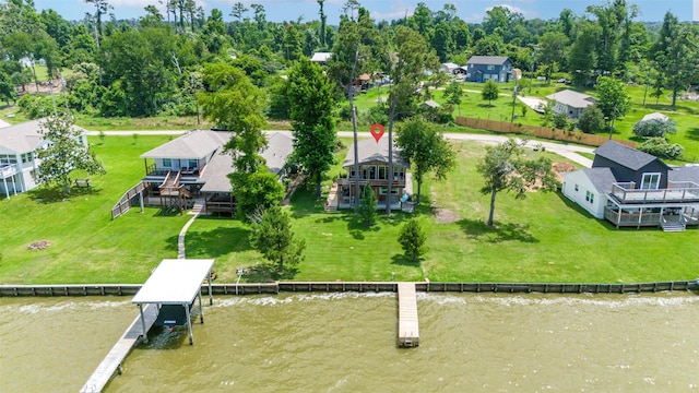 784 W Cattle Dr, Onalaska, TX 77360 - aerial view of residential area featuring a nearby body of water