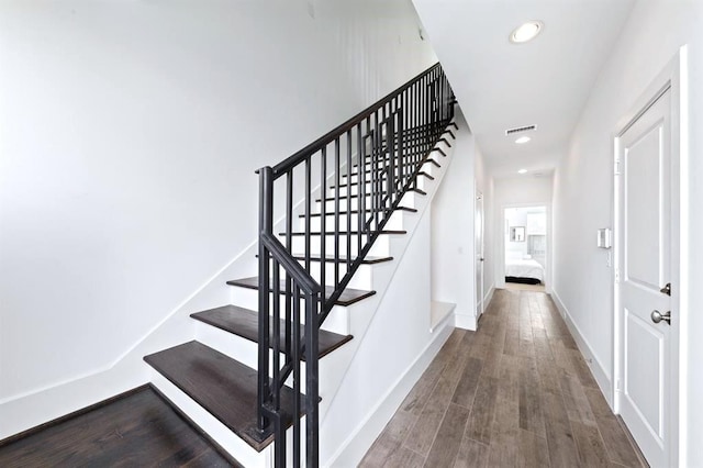 1822 Mcilhenny St Unit B, Houston, TX 77004 - staircase featuring recessed lighting and wood finished floors