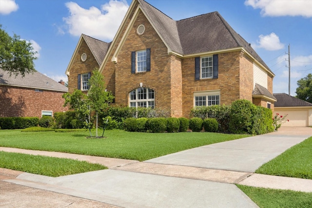 42 Stalybridge St, Sugar Land, TX 77479 - view of front facade with a front lawn, brick siding, and roof with shingles