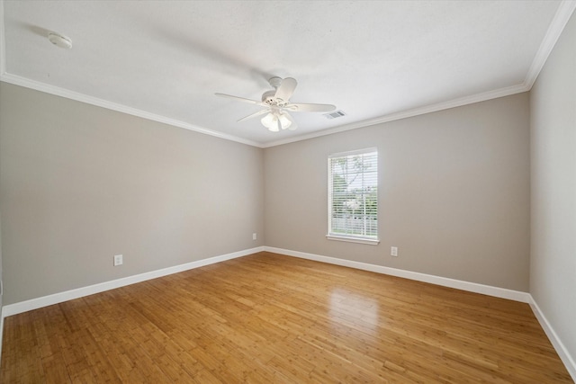 42 Stalybridge St, Sugar Land, TX 77479 - unfurnished room with a ceiling fan, crown molding, light wood-style flooring, and baseboards