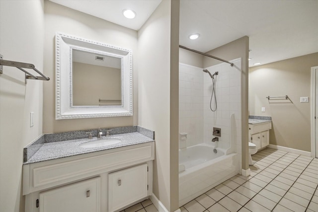 42 Stalybridge St, Sugar Land, TX 77479 - full bath with vanity, bathing tub / shower combination, tile patterned floors, toilet, and baseboards