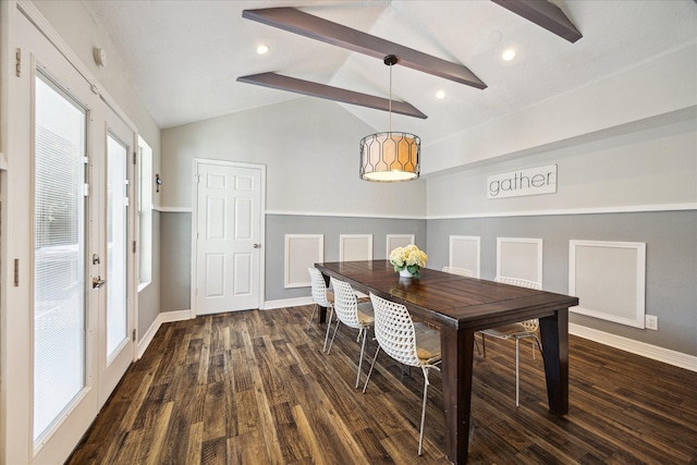 11102 Hillcroft St, Houston, TX 77096 - dining space with dark wood-style floors, baseboards, and recessed lighting