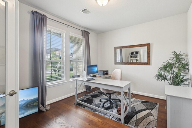 3403 Majestic Pine Ln, Rosenberg, TX 77471 - office space featuring healthy amount of natural light, dark wood-style flooring, and baseboards