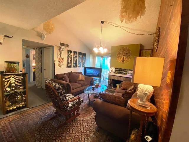 10049 Westpark Dr Unit 136, Houston, TX 77042 - living area featuring a chandelier and vaulted ceiling