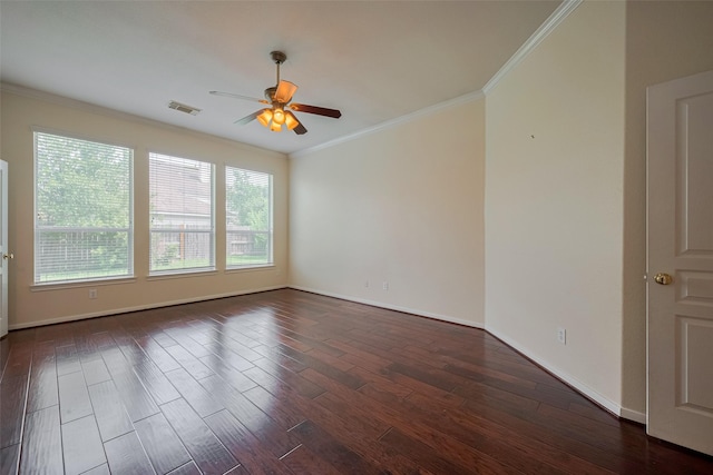 4515 Tremont Glen Ln, Katy, TX 77494 - spare room featuring a ceiling fan, crown molding, wood finished floors, and baseboards