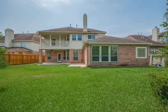 4515 Tremont Glen Ln, Katy, TX 77494 - back of property featuring a balcony, a patio, brick siding, and ceiling fan