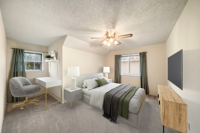 2311 Jackson Ln, League City, TX 77573 - bedroom with multiple windows, carpet flooring, a textured ceiling, and ceiling fan