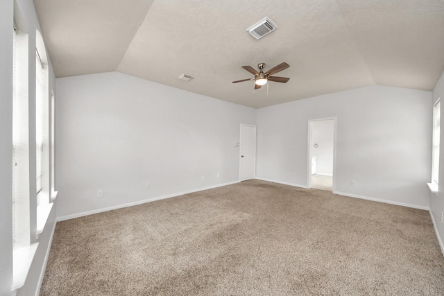 4310 Lucas Trace Ct, Houston, TX 77066 - empty room with lofted ceiling, carpet flooring, a ceiling fan, and baseboards