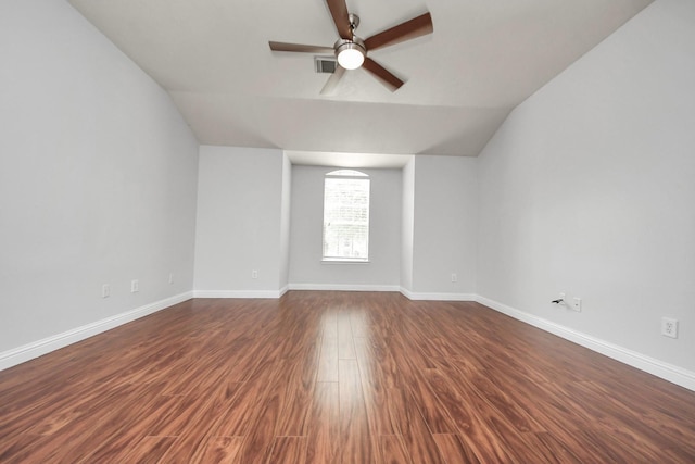 4310 Lucas Trace Ct, Houston, TX 77066 - bonus room with ceiling fan, vaulted ceiling, dark wood finished floors, and baseboards