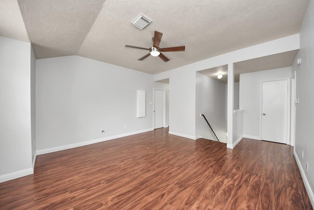 4310 Lucas Trace Ct, Houston, TX 77066 - unfurnished room featuring wood finished floors, ceiling fan, a textured ceiling, baseboards, and vaulted ceiling