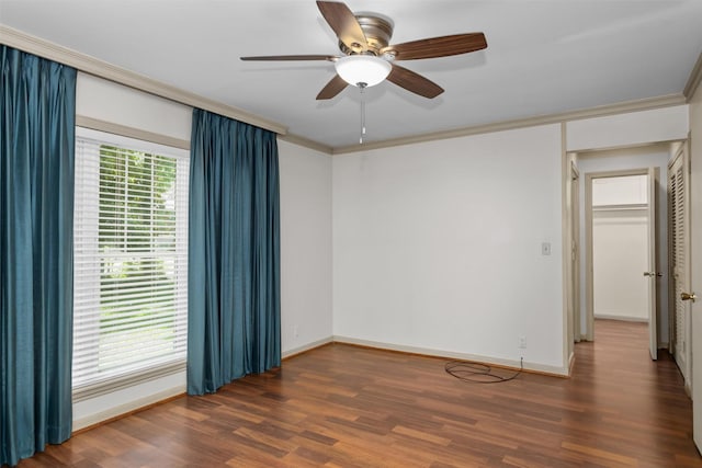 103 N Gordon Dr, Crockett, TX 75835 - unfurnished room with crown molding, wood finished floors, baseboards, and ceiling fan