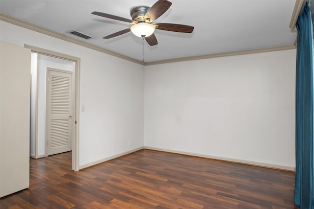 103 N Gordon Dr, Crockett, TX 75835 - spare room featuring wood finished floors, baseboards, a ceiling fan, and crown molding