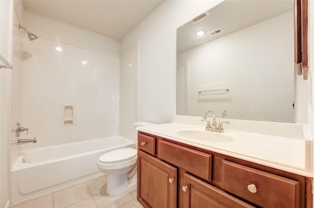 6751 Arlington Dr, Manvel, TX 77578 - full bath featuring vanity, toilet, tile patterned floors, and shower / tub combination