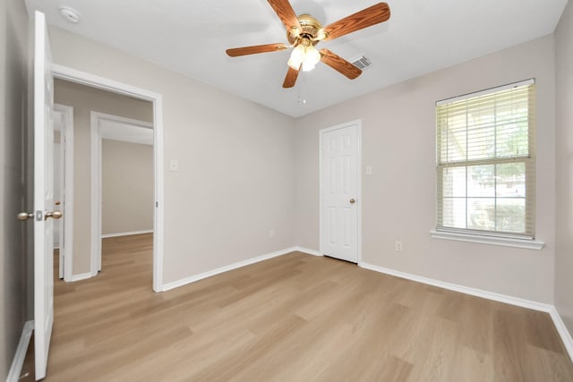1805 Coronel St, Alvin, TX 77511 - unfurnished room with light wood-style flooring, a smoke detector, baseboards, and ceiling fan