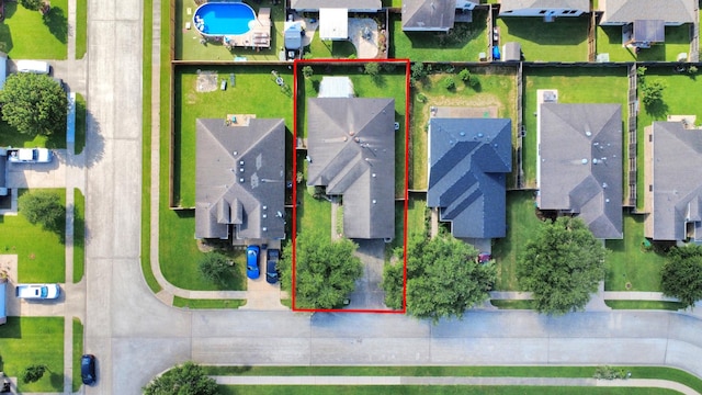 1805 Coronel St, Alvin, TX 77511 - aerial perspective of suburban area featuring property boundaries highlighted