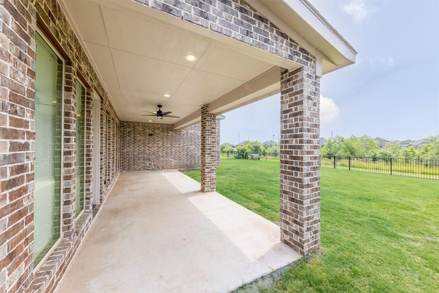 4131 Creek Shore Ln, Fulshear, TX 77441 - view of patio / terrace featuring ceiling fan