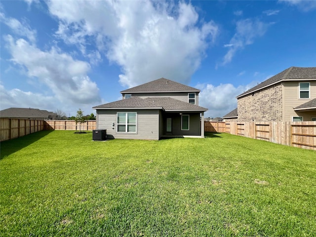 3061 Sorrento Hill Dr, Katy, TX 77493 - rear view of property with a fenced backyard and roof with shingles