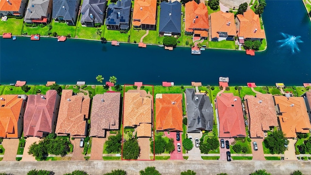 14330 Ayers Rock Rd, Sugar Land, TX 77498 - aerial perspective of suburban area featuring a nearby body of water and property boundaries highlighted