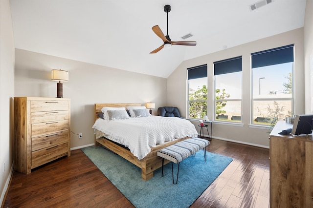 2807 Hadley Spgs, Spring, TX 77386 - bedroom with vaulted ceiling, dark wood-type flooring, baseboards, and ceiling fan