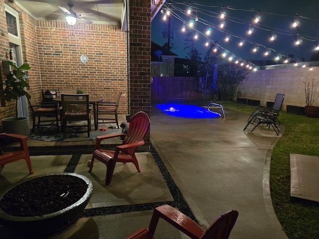 2807 Hadley Spgs, Spring, TX 77386 - fenced backyard featuring ceiling fan and a patio area