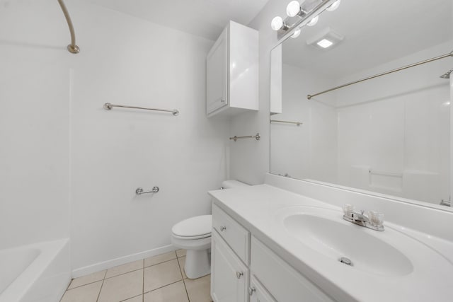 2521 Crosstimbers St Unit A3, Huntsville, TX 77320 - bathroom featuring tile patterned floors, vanity, toilet, shower / washtub combination, and baseboards