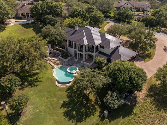 115 Hidden Hills Dr, Spicewood, TX 78669 - view from above of property featuring a pool