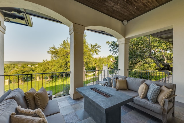 115 Hidden Hills Dr, Spicewood, TX 78669 - view of patio / terrace featuring an outdoor living space with a fire pit