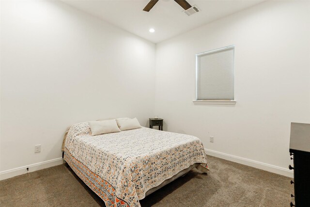 7810 Kenton St, Houston, TX 77028 - bedroom with carpet, baseboards, recessed lighting, and a ceiling fan