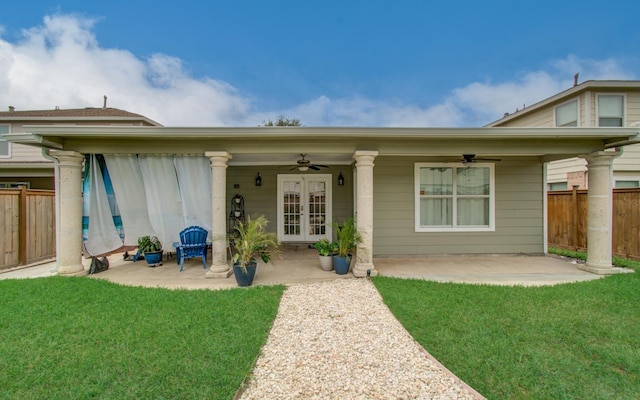 20507 Hillsdale Park Dr, Cypress, TX 77433 - rear view of house featuring a ceiling fan, a patio, and french doors