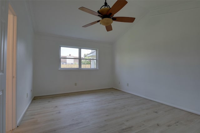 15803 Pryor Dr, Houston, TX 77489 - spare room with lofted ceiling, light wood finished floors, baseboards, and ceiling fan