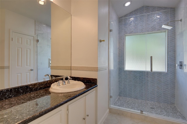 15803 Pryor Dr, Houston, TX 77489 - bathroom with vanity, a stall shower, and recessed lighting