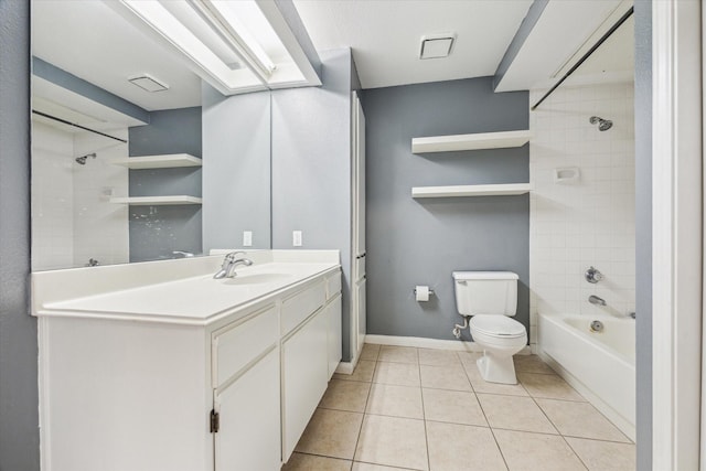 3231 Allen Pkwy Unit 6205, Houston, TX 77019 - bathroom with vanity, tile patterned flooring, toilet, bathtub / shower combination, and baseboards